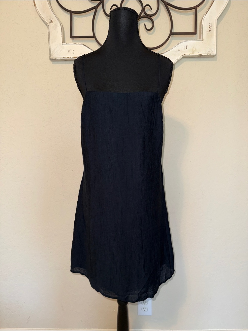 Abercrombie & Fitch Black Mini Slip Dress with Square Neck